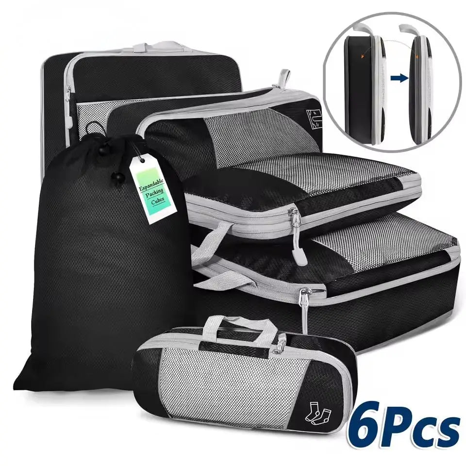 Ensemble de 6 organiseurs de valise avec sac à chaussures — vue 1
