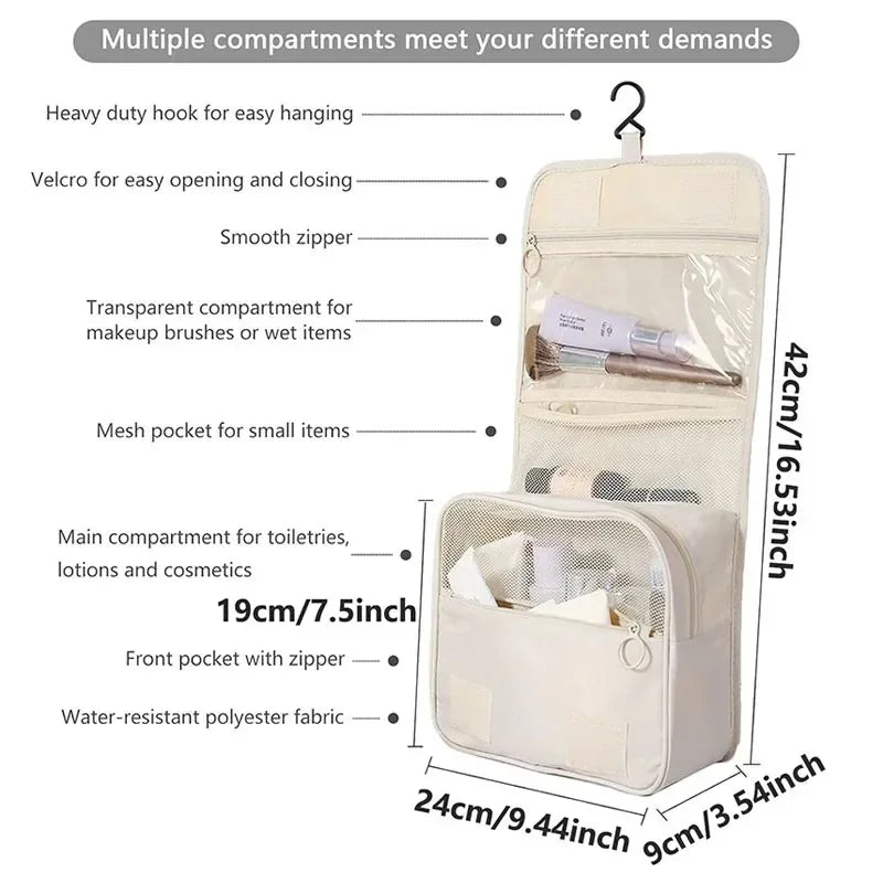 Trousse de toilette suspendue rose – multi-compartiments — vue 3