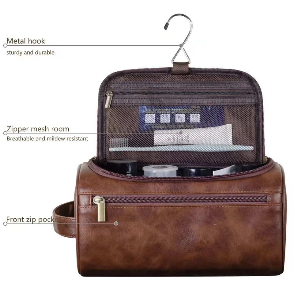 Trousse de toilette suspendue premium – toile ou finition PU — vue 3