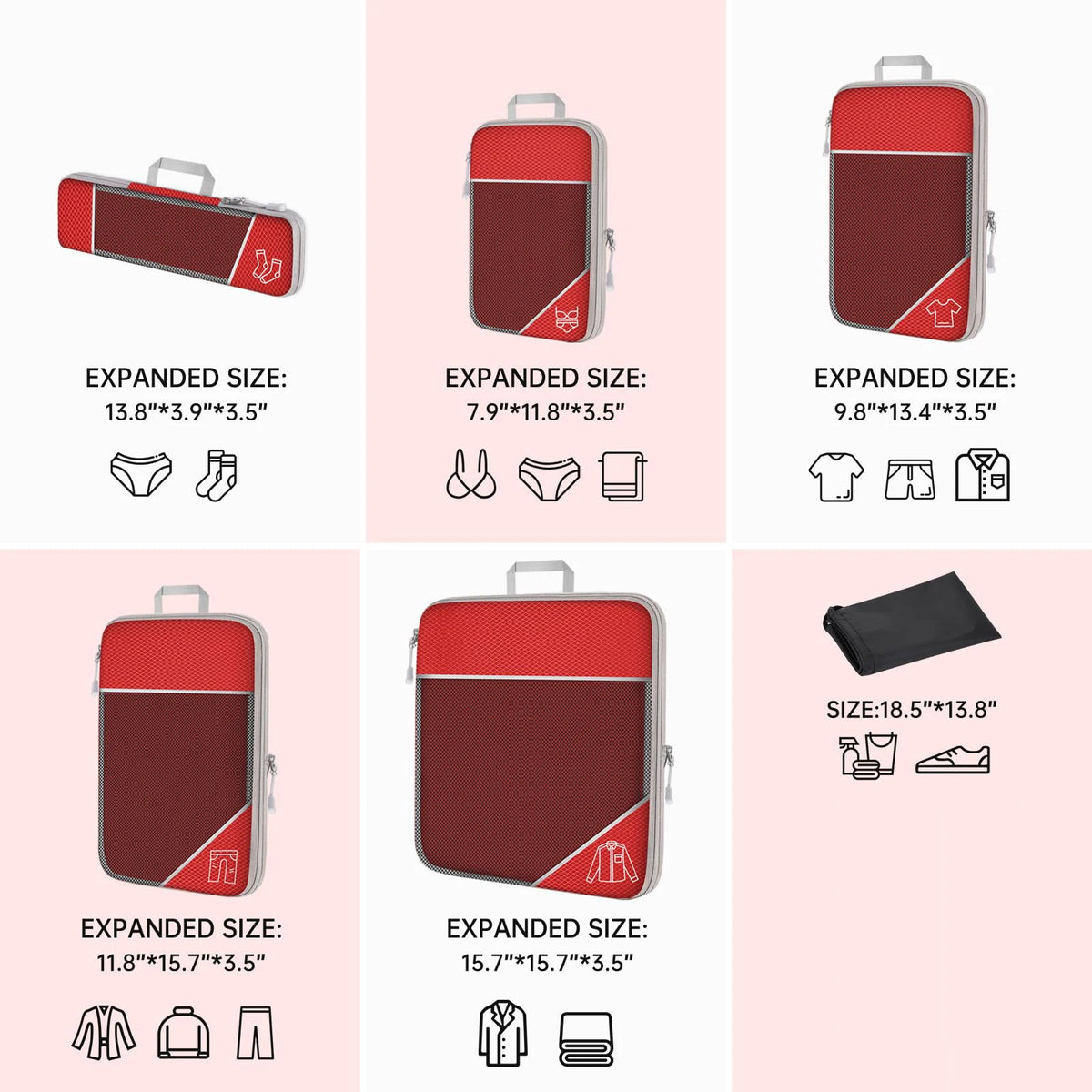 Ensemble 3 ou 6 organiseurs de valise – formats variés — vue 3
