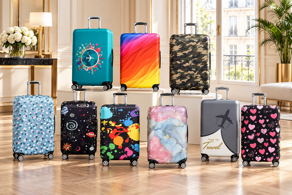 Gamme de housses de valise dans plusieurs couleurs et motifs